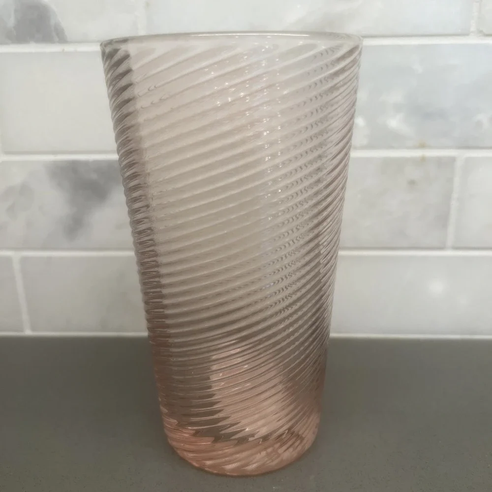 NEW Threshold Ribbed Swirl Pink Glass Tumbler Tumblers Drinking Glass